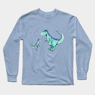 Blue and Baby Long Sleeve T-Shirt